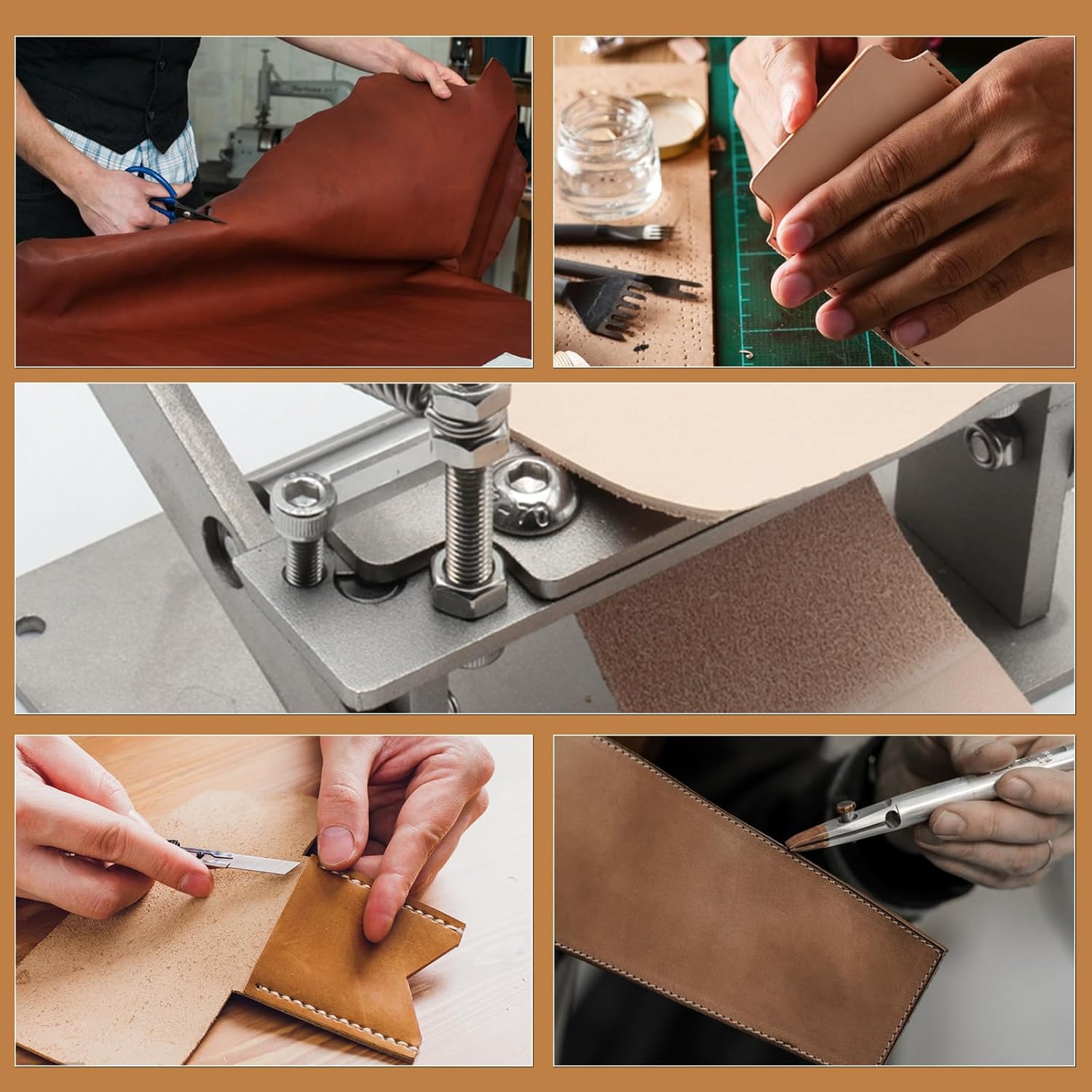 Manual Leather Splitter, Leather Paring Skiving Skiver Machine with Clamp, Leatherworking Tools with Blades for Leather Craft Working Tool