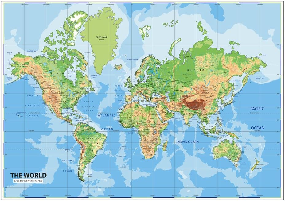 Walls and Murals Vinyl World Map Wall Posters (24 x 36-inch) Latest 2021 Updated Edition