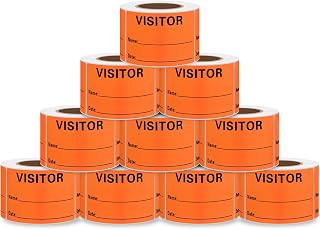Visitor Pass Stickers Name Identification Tag Labels Writable 2×3 Inch Fluorescent Orange - 300 Stickers Per Roll(10 Rolls)