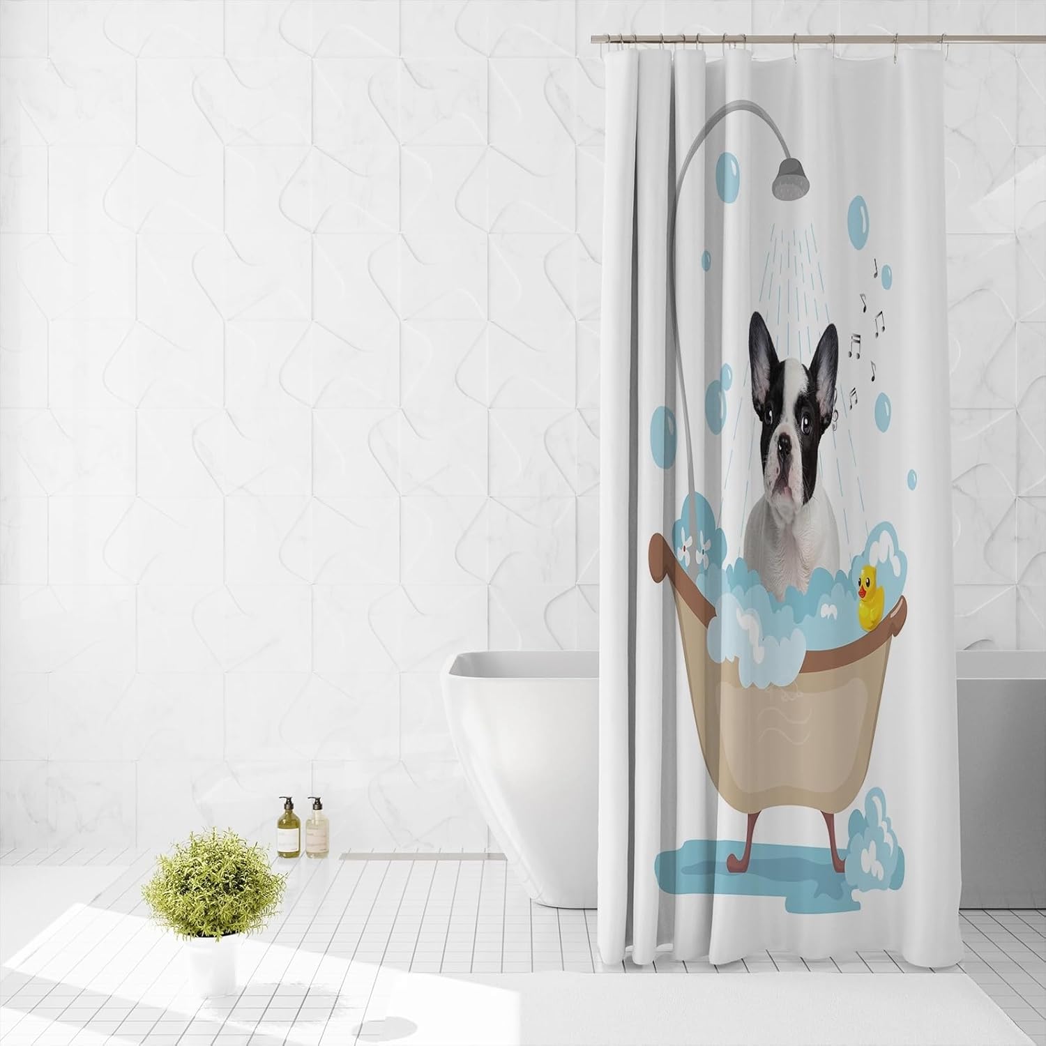 Lovely Shower Curtain Funny Labradoodle Dog in A Bathtub Shower Curtains Cute Bath Curtain with Hooks Waterproof Bathroom Bathtub Decor for Pet Lover 72x72 Inch Style 2