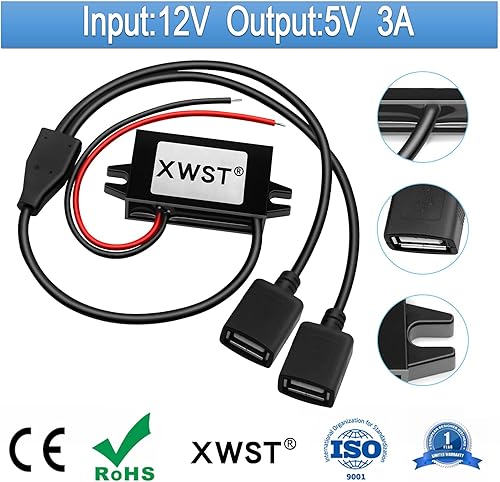 Miniatura 9 de DC a DC 12V a 5V 3A 15W 15W con adaptador de corriente de salida micro USB, convertidor de adaptador de corriente de 8V-22V a 5V Regulador de
