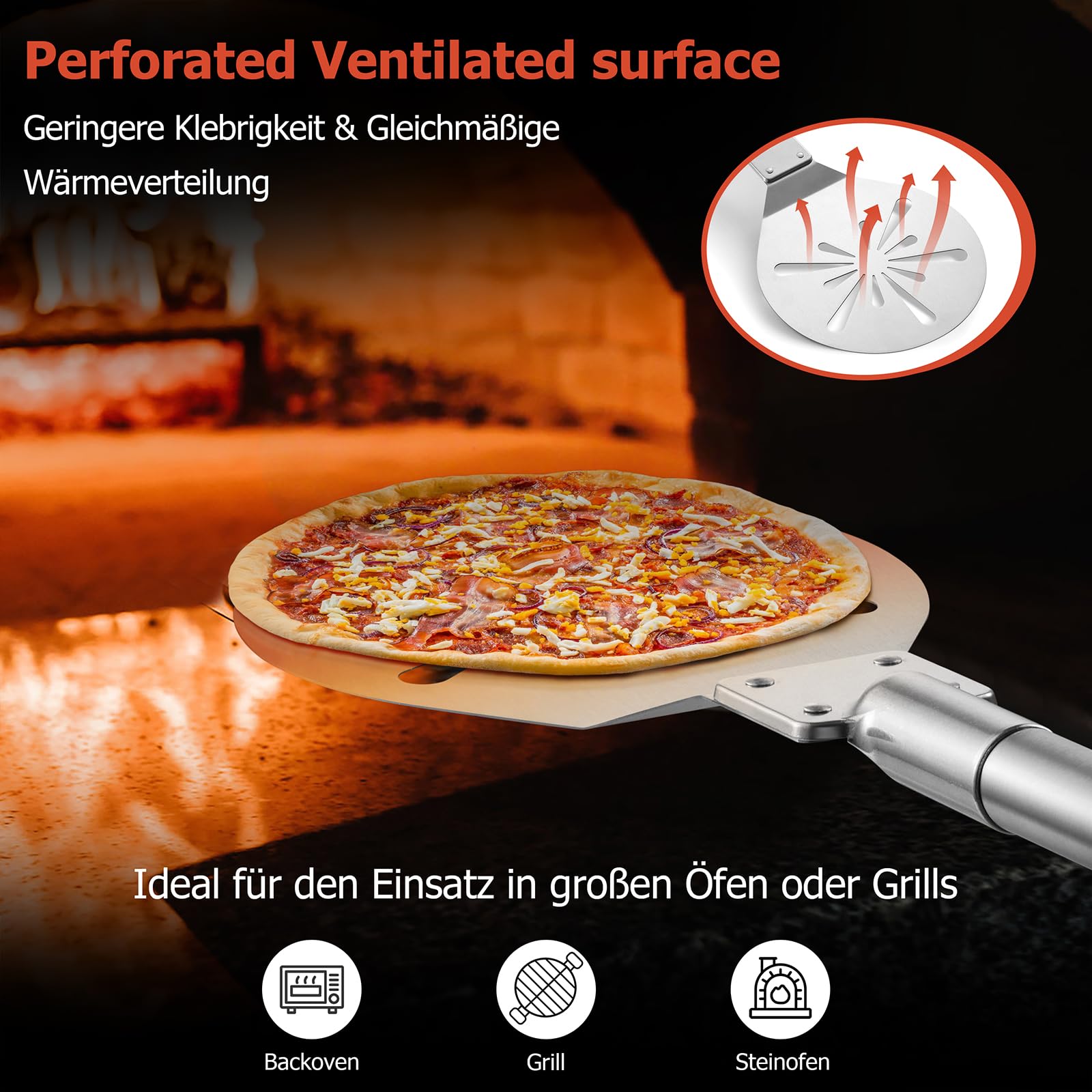 Homikit Pelle à pizza ronde en acier inoxydable (1,17,8 cm)