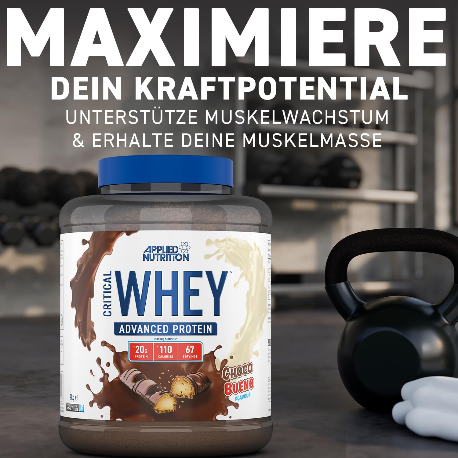 Applied Nutrition Critical Whey Protein Pulver 24g Pro Portion | Hohem Eiweißgehalt Ergänzungsmittel - Schoko-Haselnuss