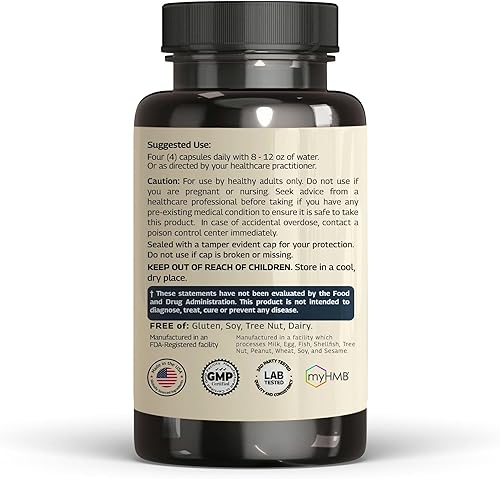 Miniatura 8 de HMB 3000mg y vitamina D3 cápsulas de suplemento por porción. Fabricado y probado en Estados Unidos* promueve el crecimiento muscular y la