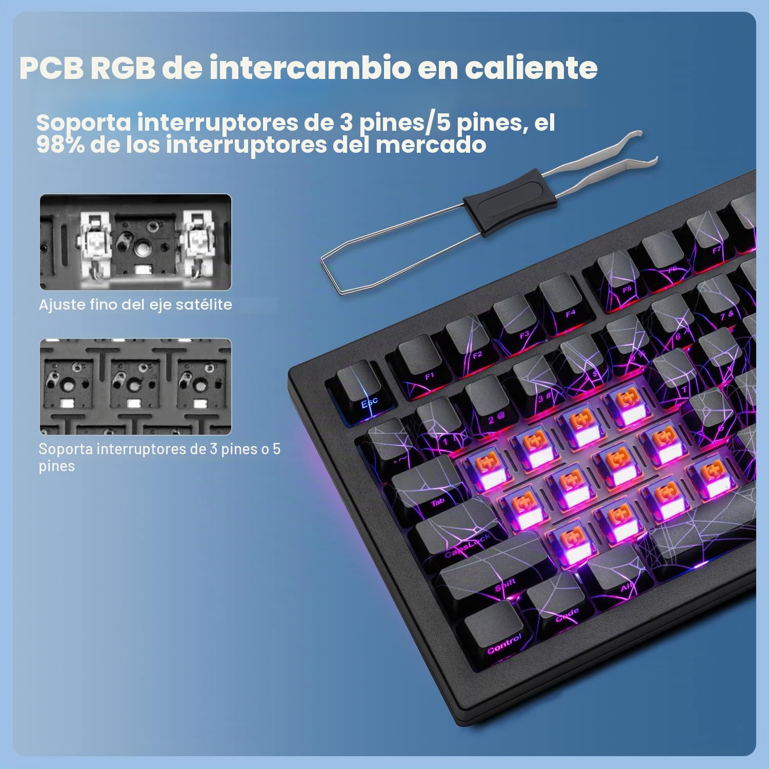 ZORNHER ZH870 Teclado mecánico inalámbrico para juegos, teclado de sonido cremoso personalizado 80%, interruptores lineales prelubricados, intercambiables