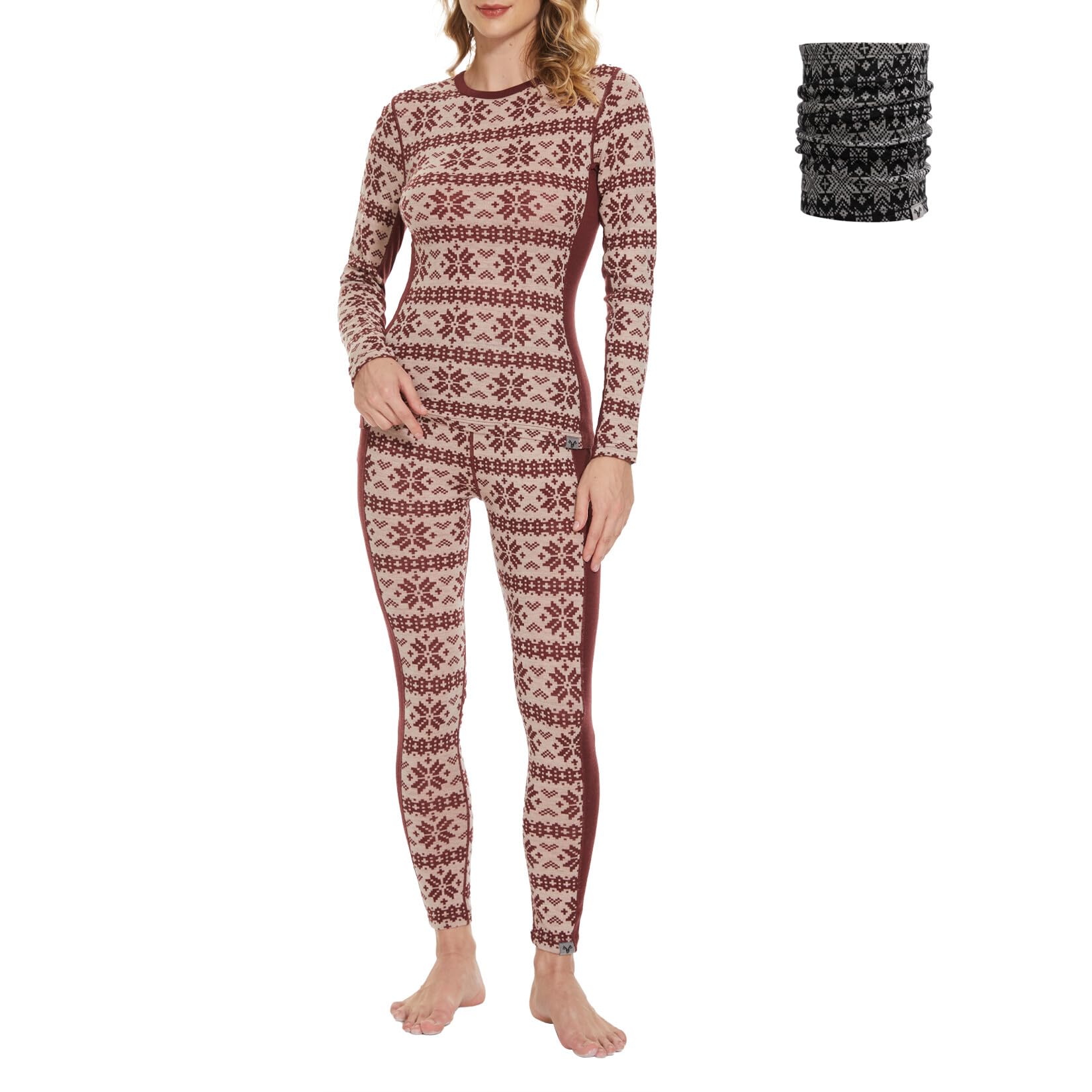 MERINNOVATION Merino Wool Base Layer Set for Women 100% Merino Wool Thermal Underwear Sets Lite - Midweight Top Tank Bottom