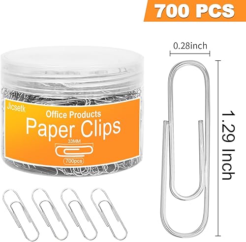 Miniatura 2 de Clips de papel medianos, clip de papel de tamaño mediano, 700 clips de suministros de oficina para papeleo, ideal para el hogar, la escuela y los