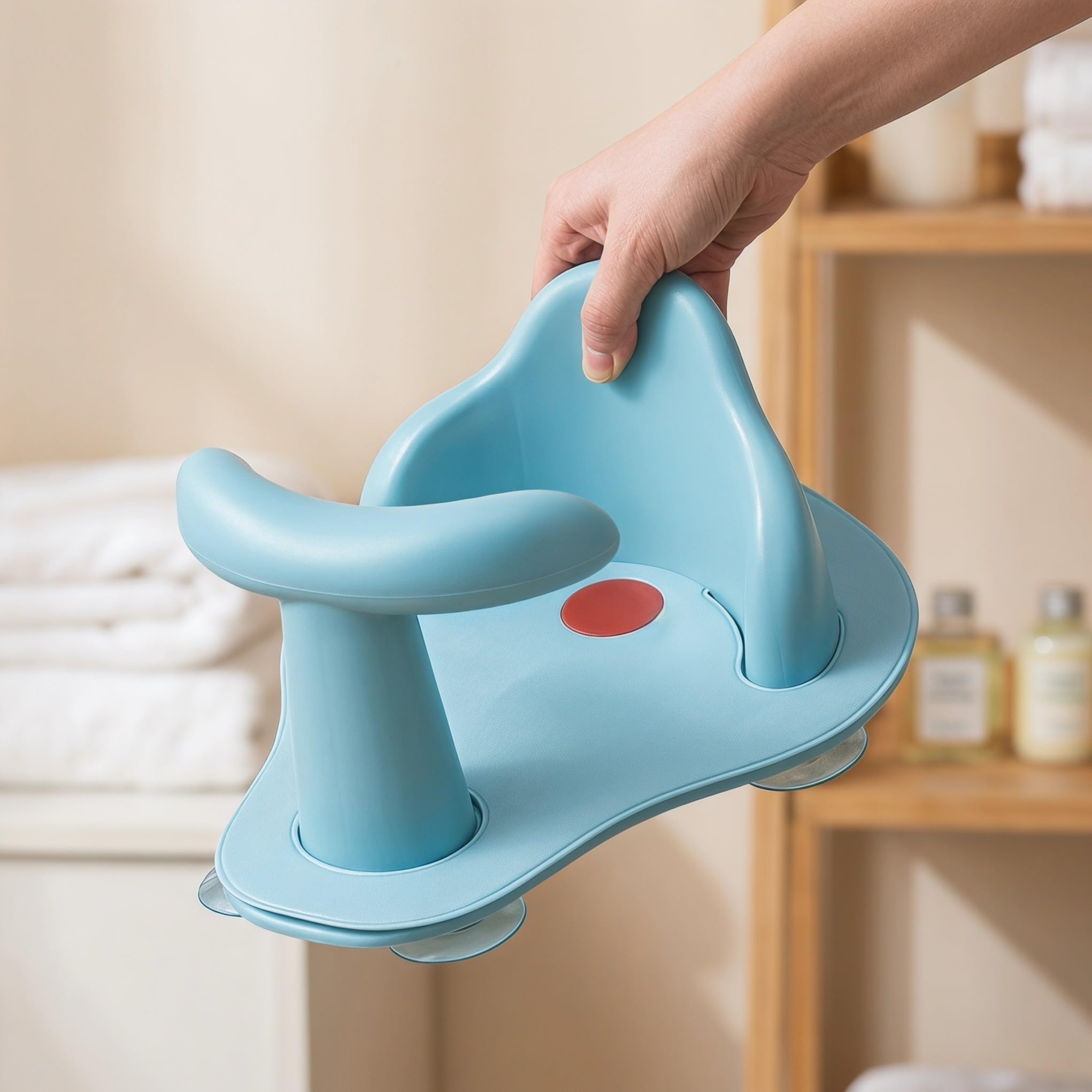 Siège de Bain Bébé Antidérapant Bleu en Pvc Coussin