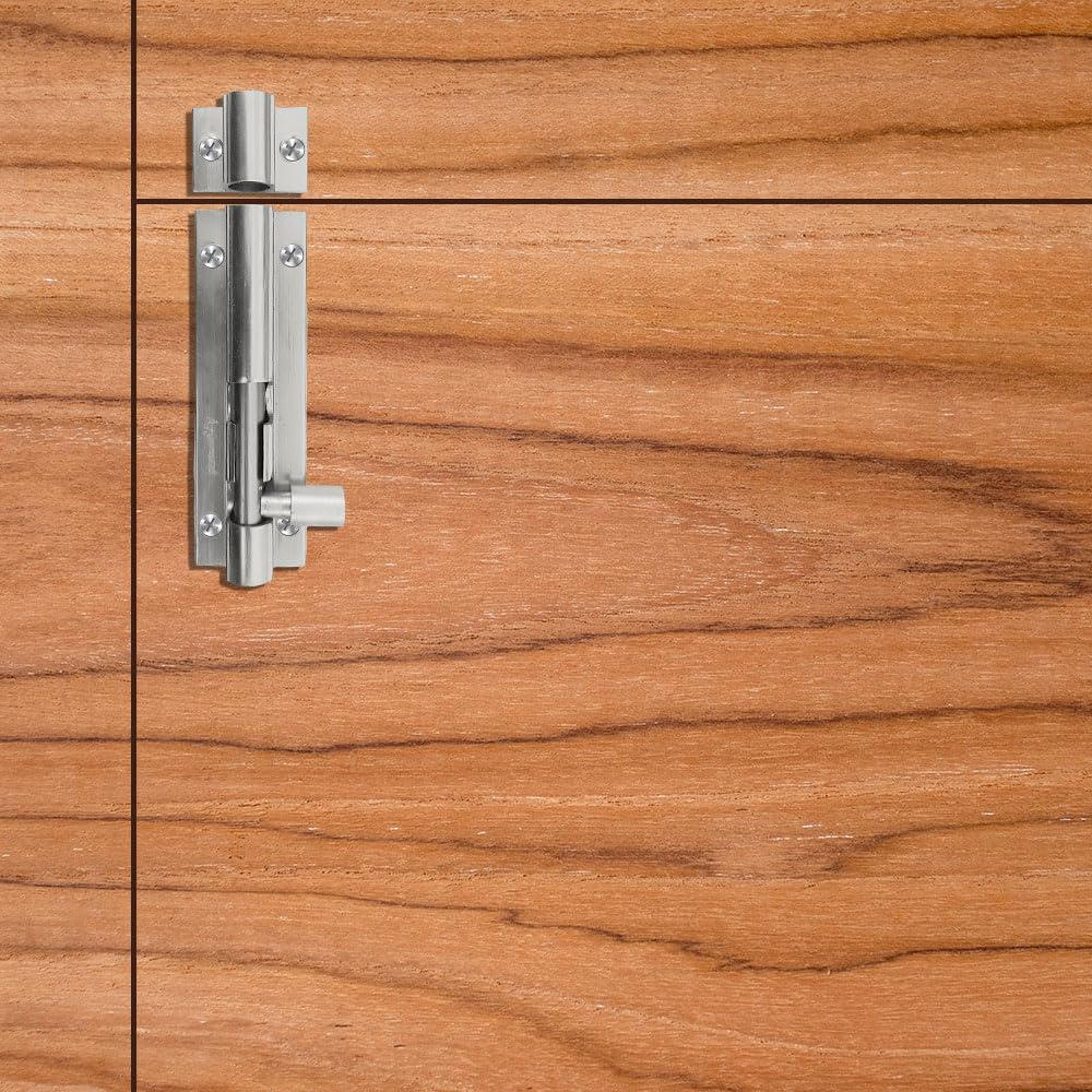 Hyderon Door Fittings | Towerbolt Satin Finish | 4" inch with 96mm SS Rod | Designer Kundi with Big Knob for Better Grip, Chitkani for Bathroom, Cabinet, Wooden Door (Pack of 2) 2