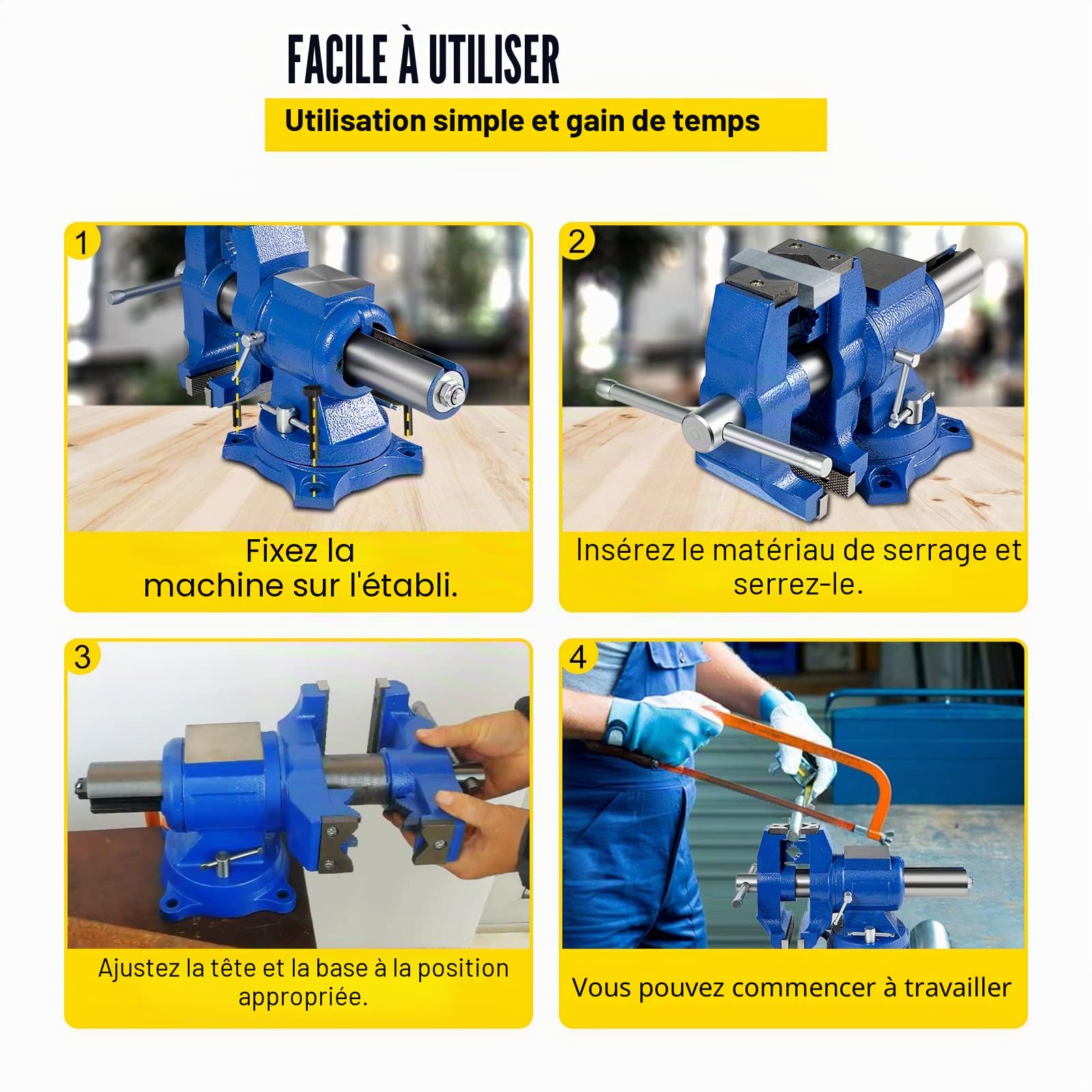 BestEquip Étau d'Etabli 152 mm, Étau de Banc 6 Inch Pince de Rotation à 360 Degrés sur Etau, Table Etau à Base Pivotante, pour Serrer l'Equipement de Fixation à Usage Domestique/Industriel