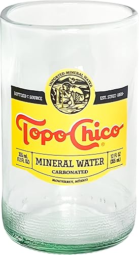 Topo Chico - Vasos para beber de 8 onzas líquidas con borde pulido al fuego juego de 2 reciclados