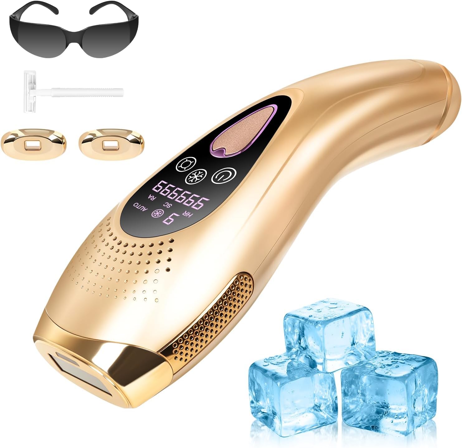 NICEWIN IPL depilazione con funzione di congelamento – Dispositivo IPL indolore con 3 modalità (HR/SC/RA), 9 livelli di energia, 999.999 impulsi di luce per uomo e donna, ideale per viso, bikini