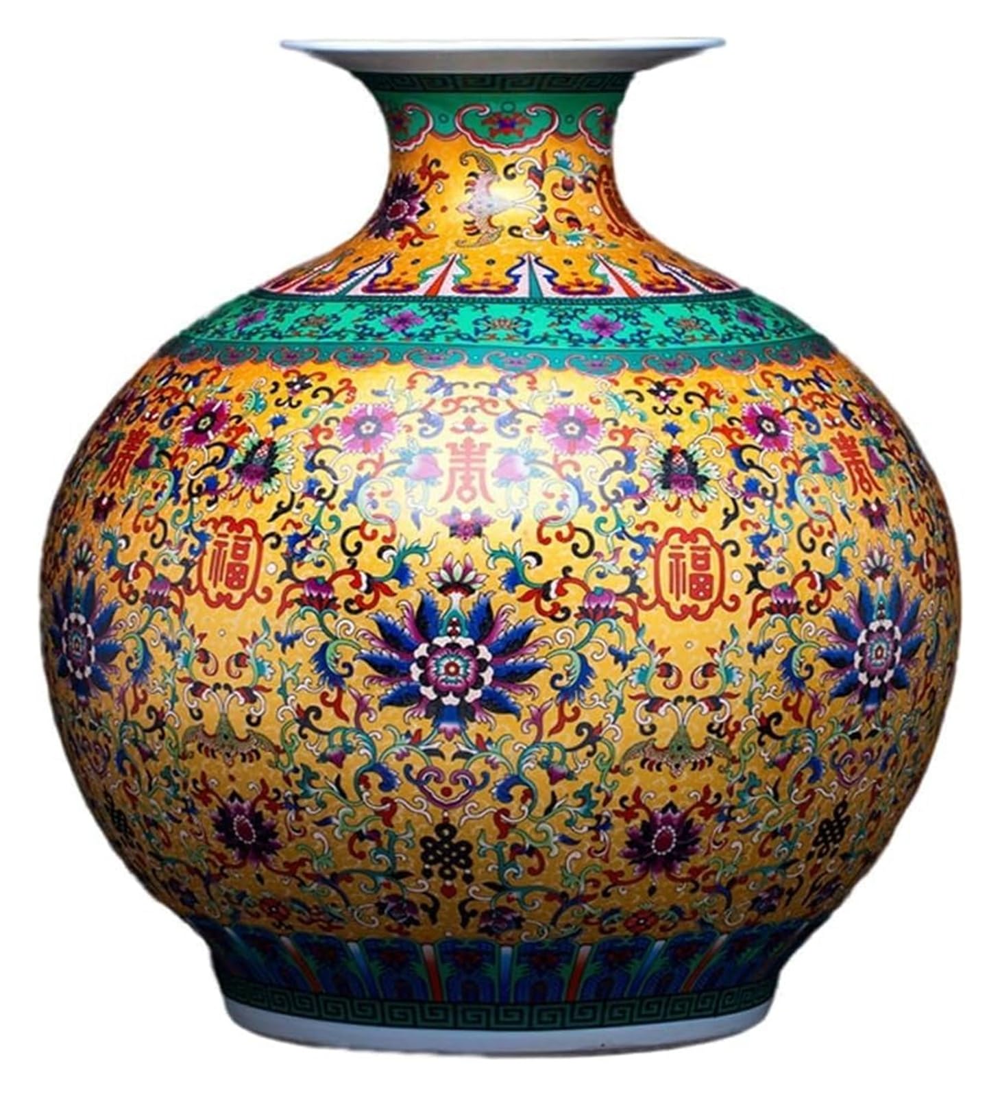 Vase Desktop Colorful Ceramic Ornaments Living Room Flower Arrangements Handicrafts Decorations(D)