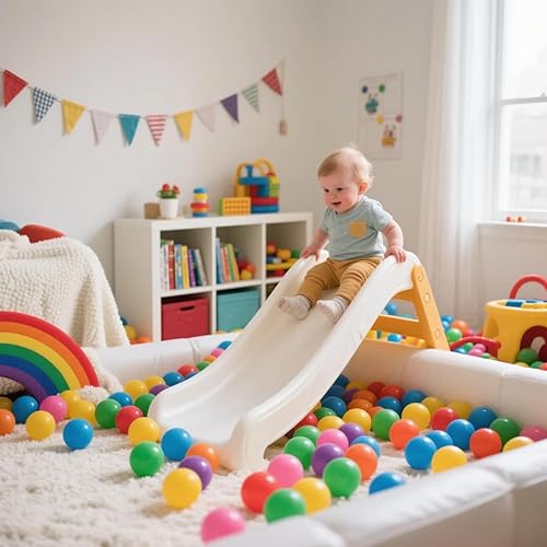 Miniatura 2 de Paquete de 100, 200, 500 pelotas para alberca de bolas, set de estrellas y redondas, sin BPA, sin ftalatos, no tóxico, a prueba de aplastamiento,