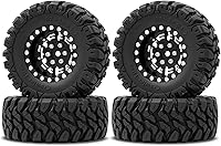 Vista 8 de OGRC 1.0 Plus (1.2 pulgadas) Beadlock Ruedas de 0.276 in de desplazamiento negativo llantas súper suaves pegajosas para TRX4M SCX24 FCX24 AX24 1/24