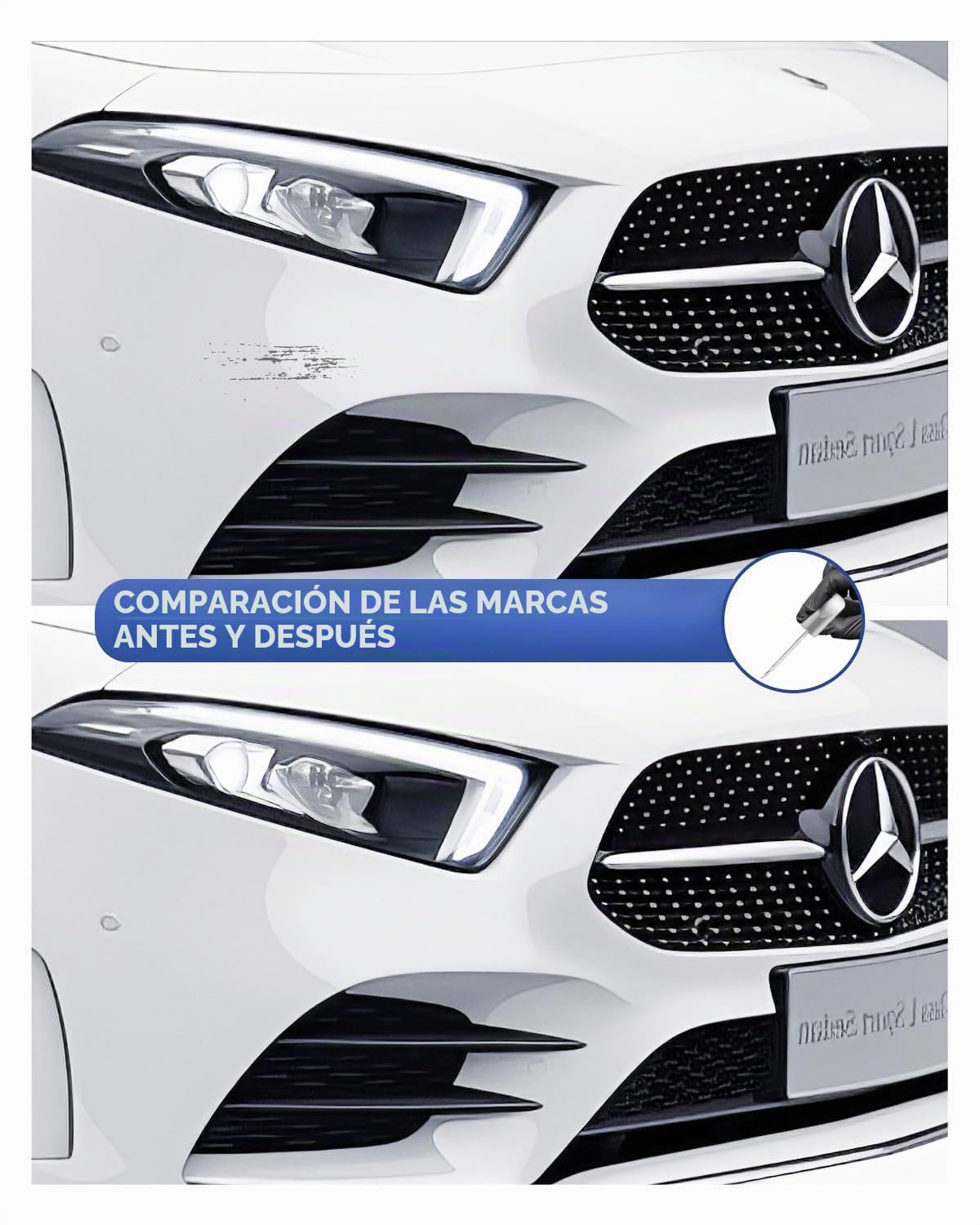149/9149 blanco polar Kit de pintura de retoque para Mercede-Benz – Coincidencia exacta – retoque de arañazos y astillas