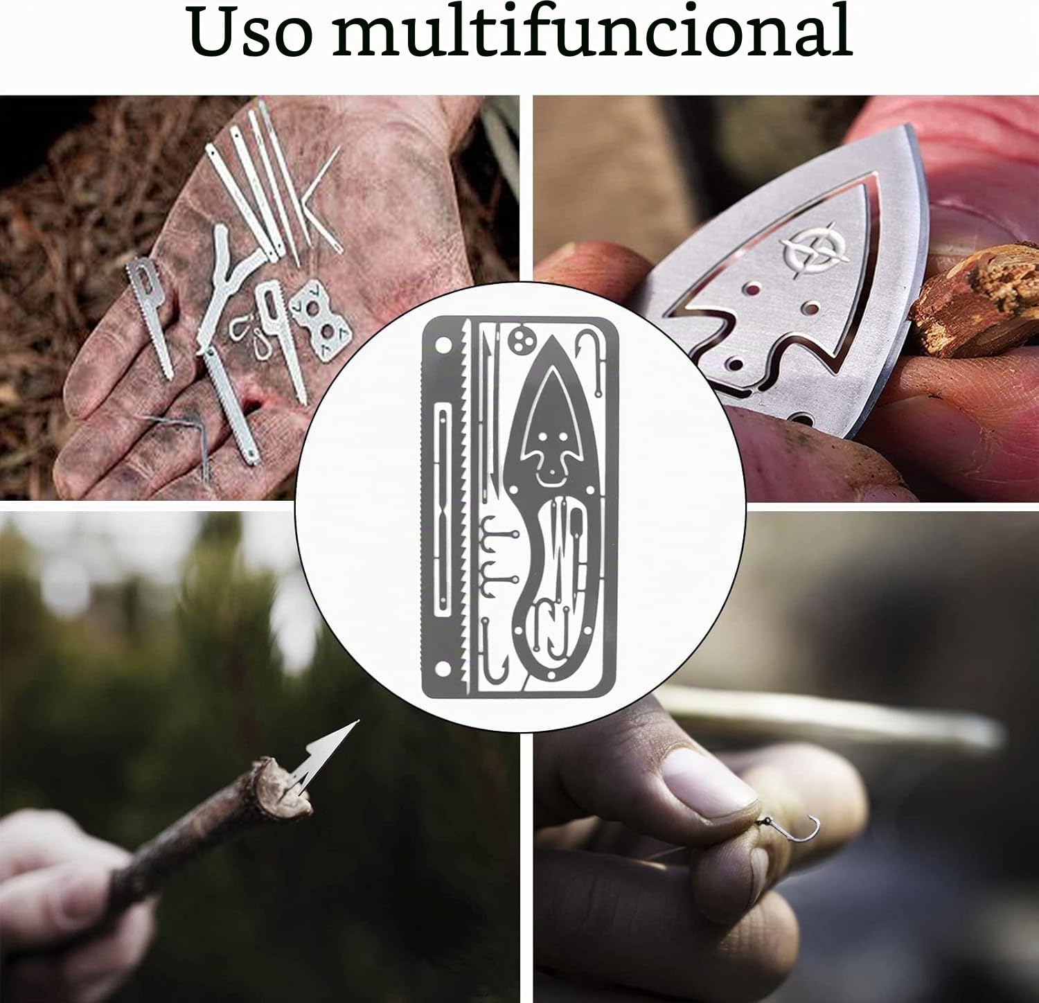 6 tarjetas de supervivencia para exteriores, para pesca, camping y supervivencia en el interior