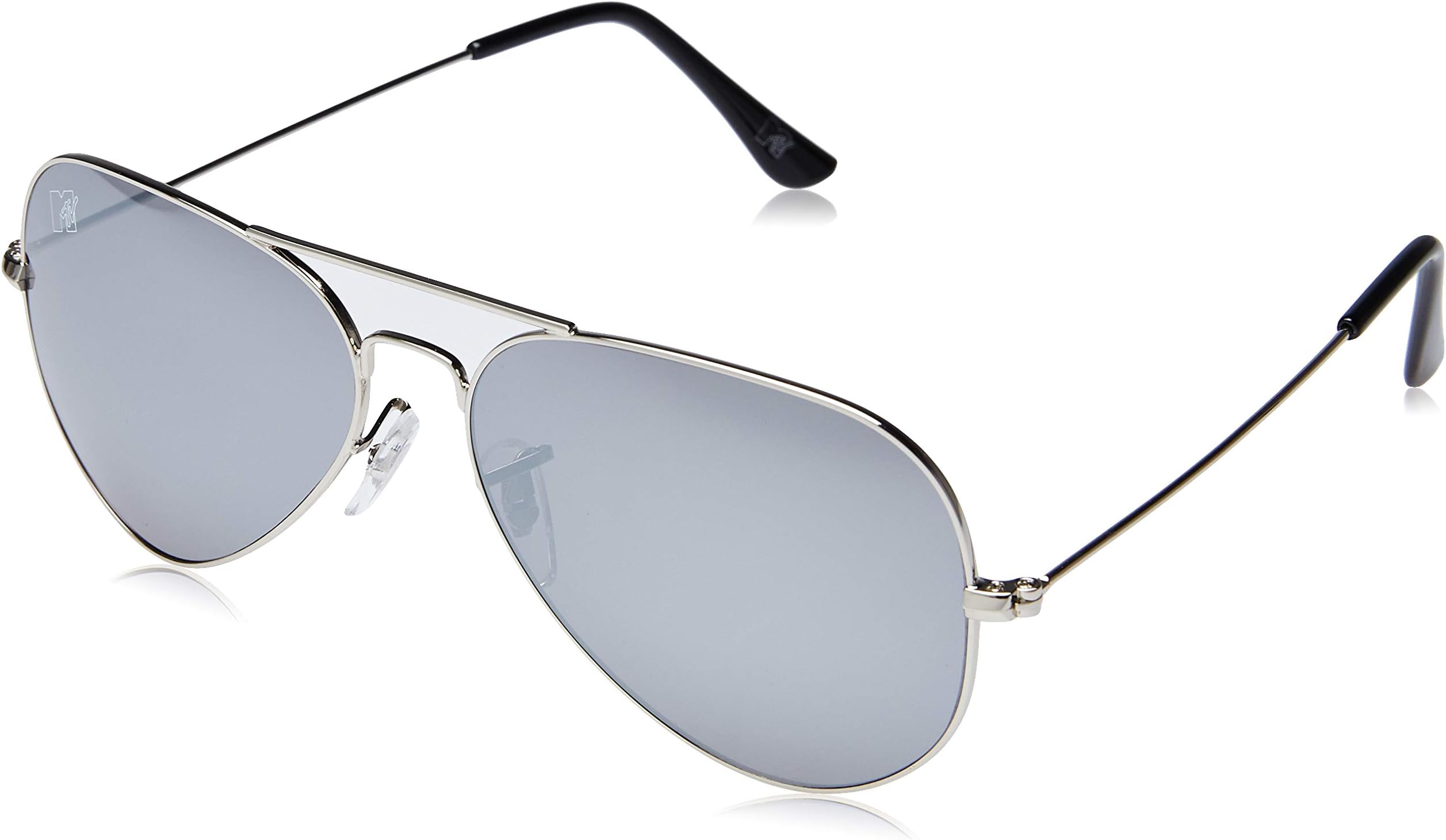 MTV Unisex Mirrored Aviator Sunglasses - (MTV-173-C3|58| Silver Mirror Color Lens)
