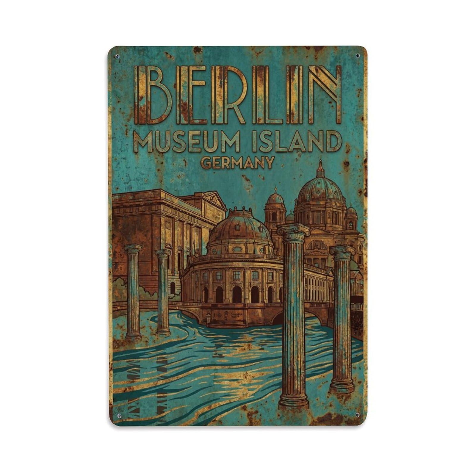 Gead 8X12inch Style Vintage Travel Berlin Germany Artistic Metal Tin Sign