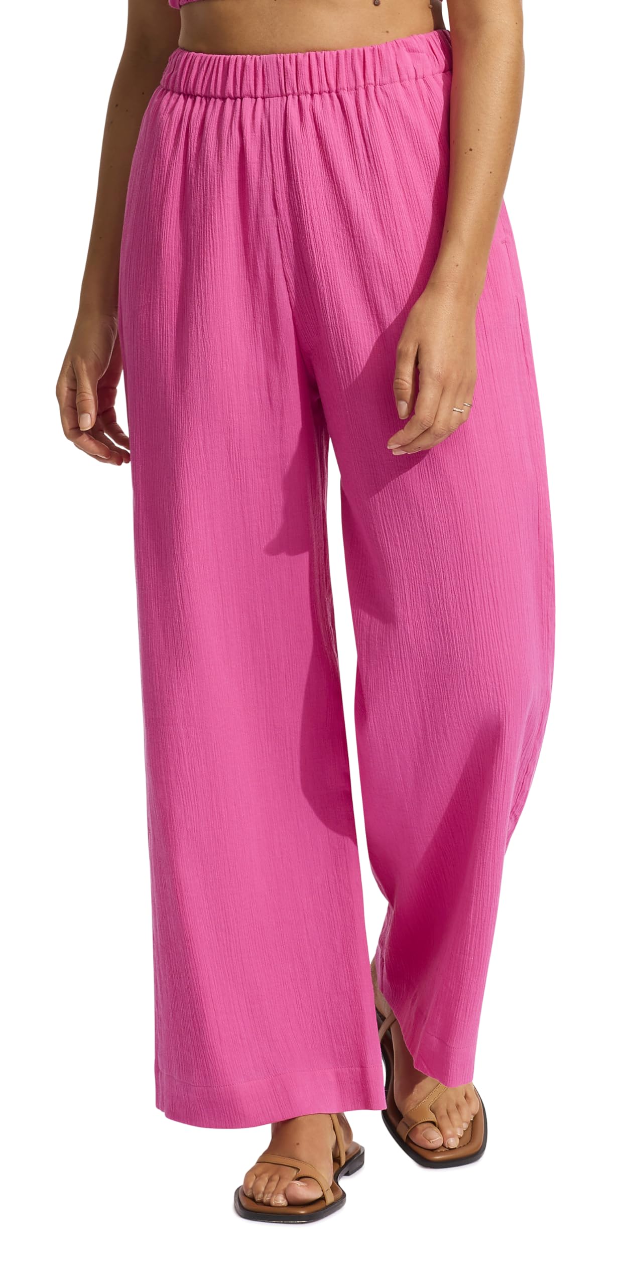 Seafolly Pantalones de Playa de Algodón Arrugado Salida de baño para Mujer