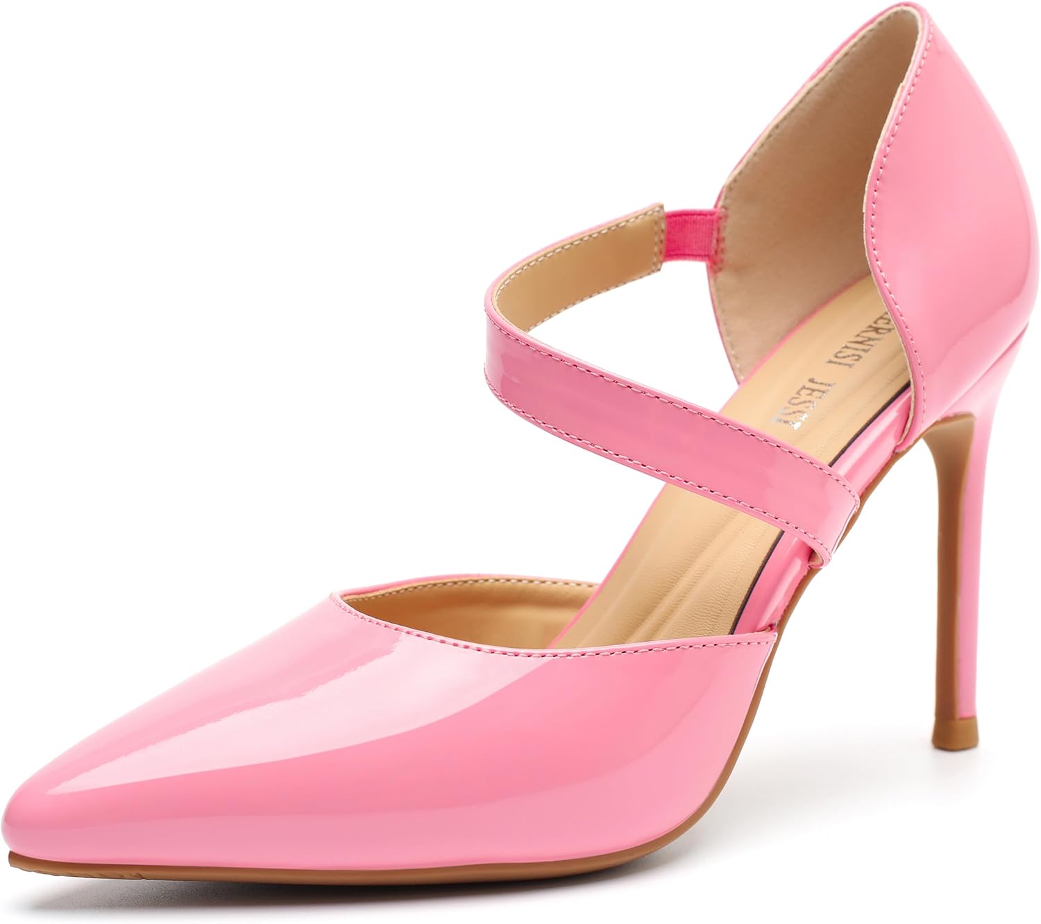 MAIERNISI JESSI Women's High Heel Pumps Closed Pointed Toe Stiletto Heels Strap Slip On D'Orsay Dress Shoes