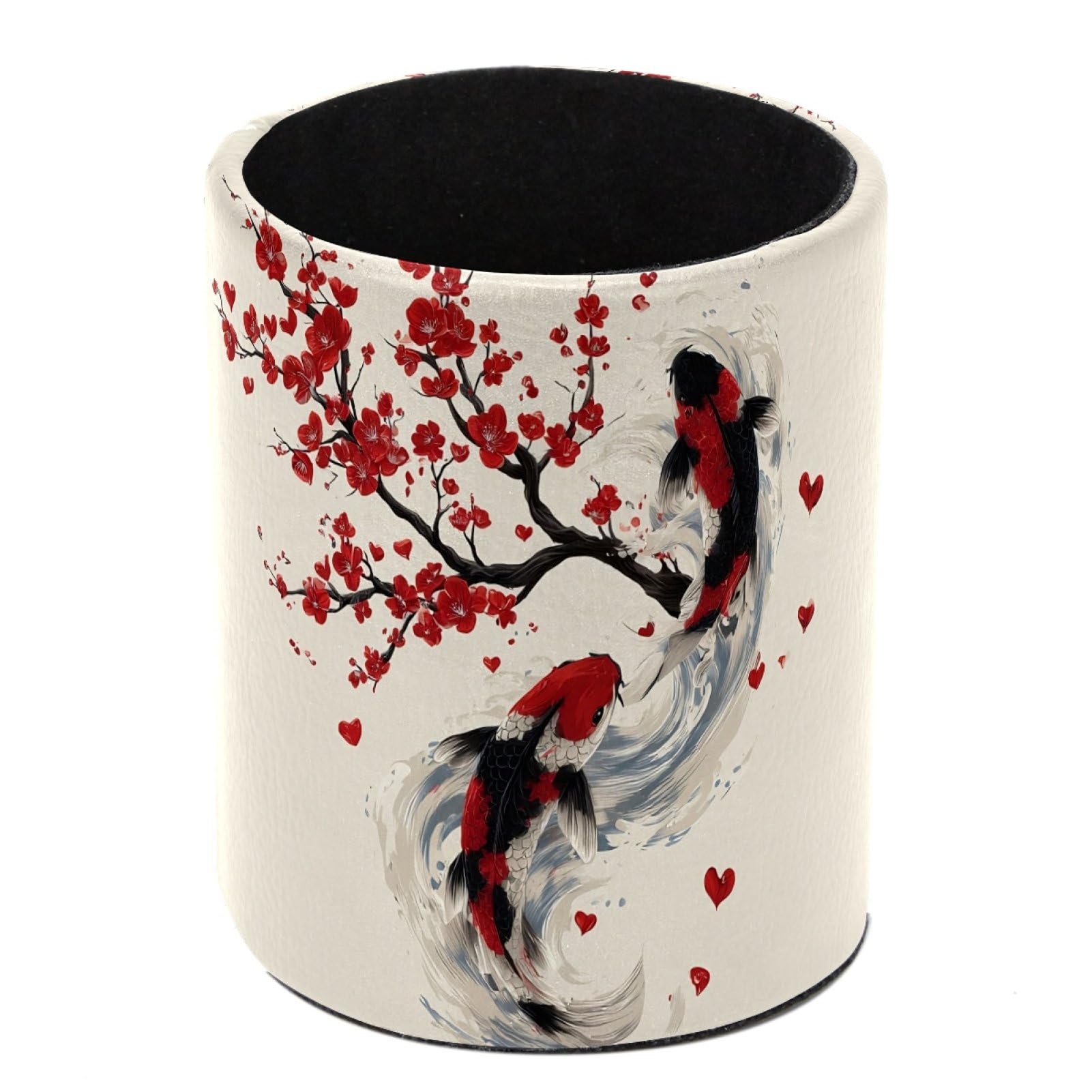FWJZDSP Fish Cherry Blossom Pencil Cup Pen Organizer Makeup Brush Holder for Office Home Countertop Desk Accessory Storage