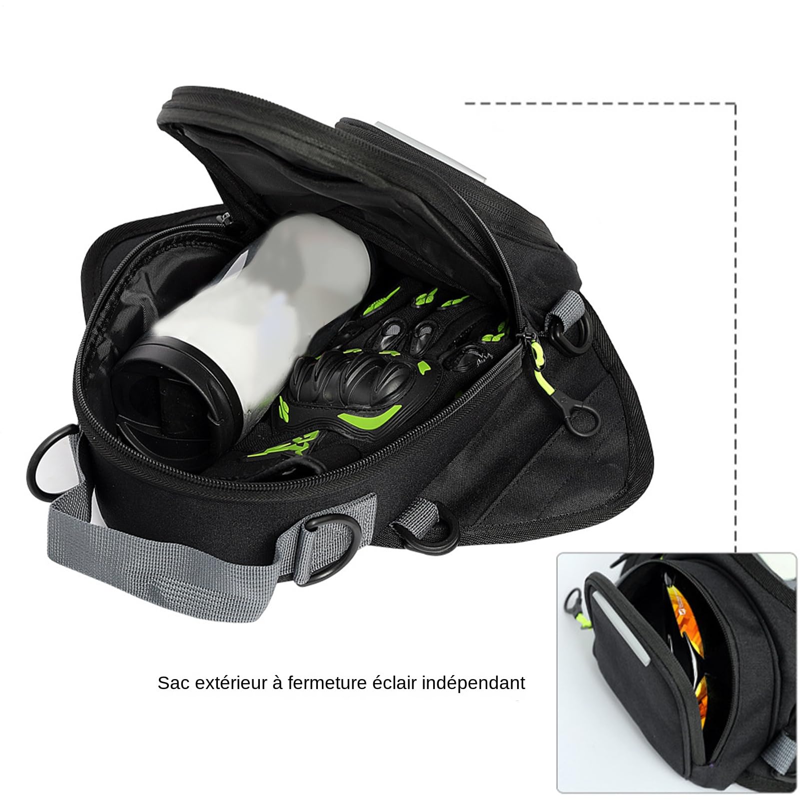 Borsa Da Serbatoio Per Moto - Organizzatore Di Stoccaggio Magnetico, Attrezzatura Da Tour Impermeabile | Borsa Per Carro Armato Compatta con Molteplici Tasche E Cerniere, Compagno Di Viaggio
