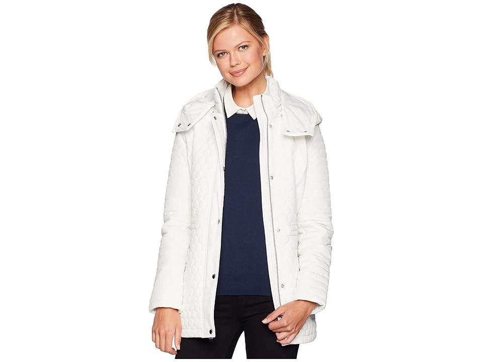 

Marc New York by Andrew Marc Rosedelle Honeycomb Mini Quilted Car Coat w/ Detach. Hood (White) Women's Coat