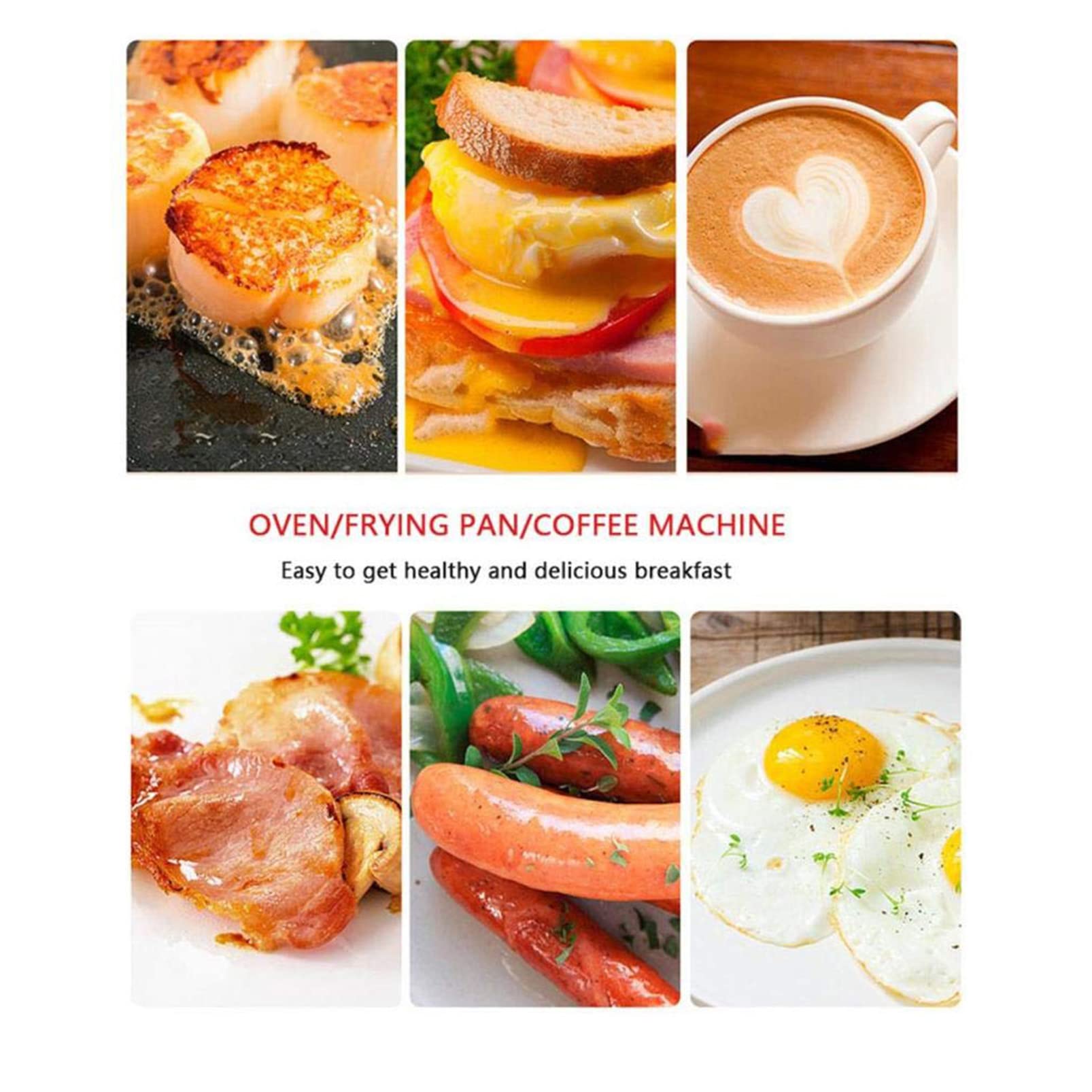 Estación de Desayuno Máquina de Desayuno pequeña Máquina de sándwich a la Parrilla eléctrica Multifuncional Sartén Mini Horno Cafetera Adecuada for electrodomésticos de Cocina