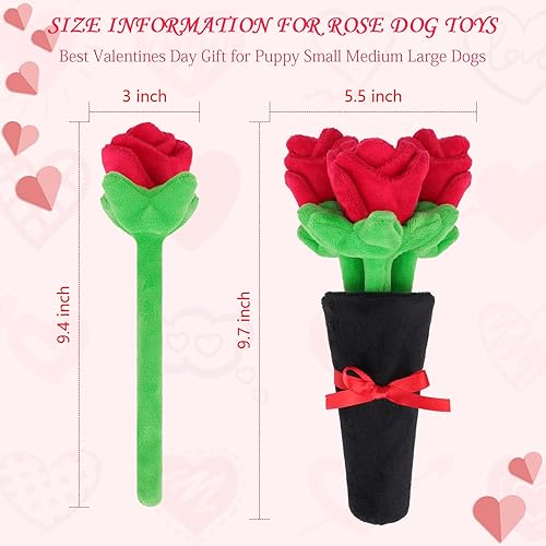 Miniatura 2 de HUMLANJ Juguetes para perros de San Valentín rompecabezas de peluche para perros ramo de rosas rojas decoración de festivales regalo del día de San