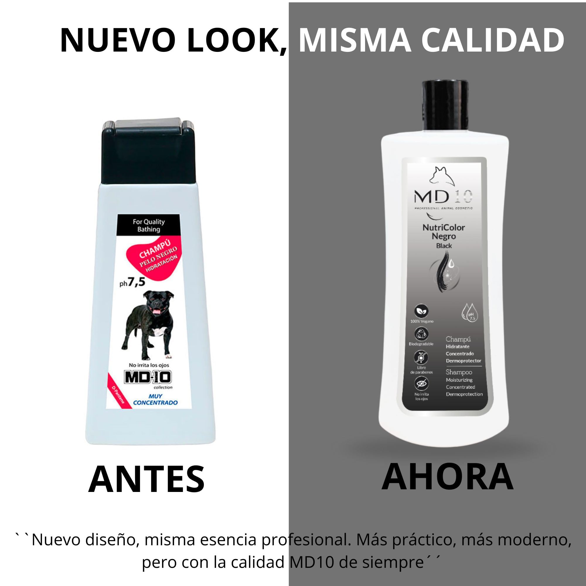 Champú para Perros de Pelo Negro Largo y Corto - Champú Hidratante para Perros con Glicerina Natural y Provitamina B5 D-Pantenol - Realza el Color - Vegano - pH Neutro - 5 litros - MD10 Collection