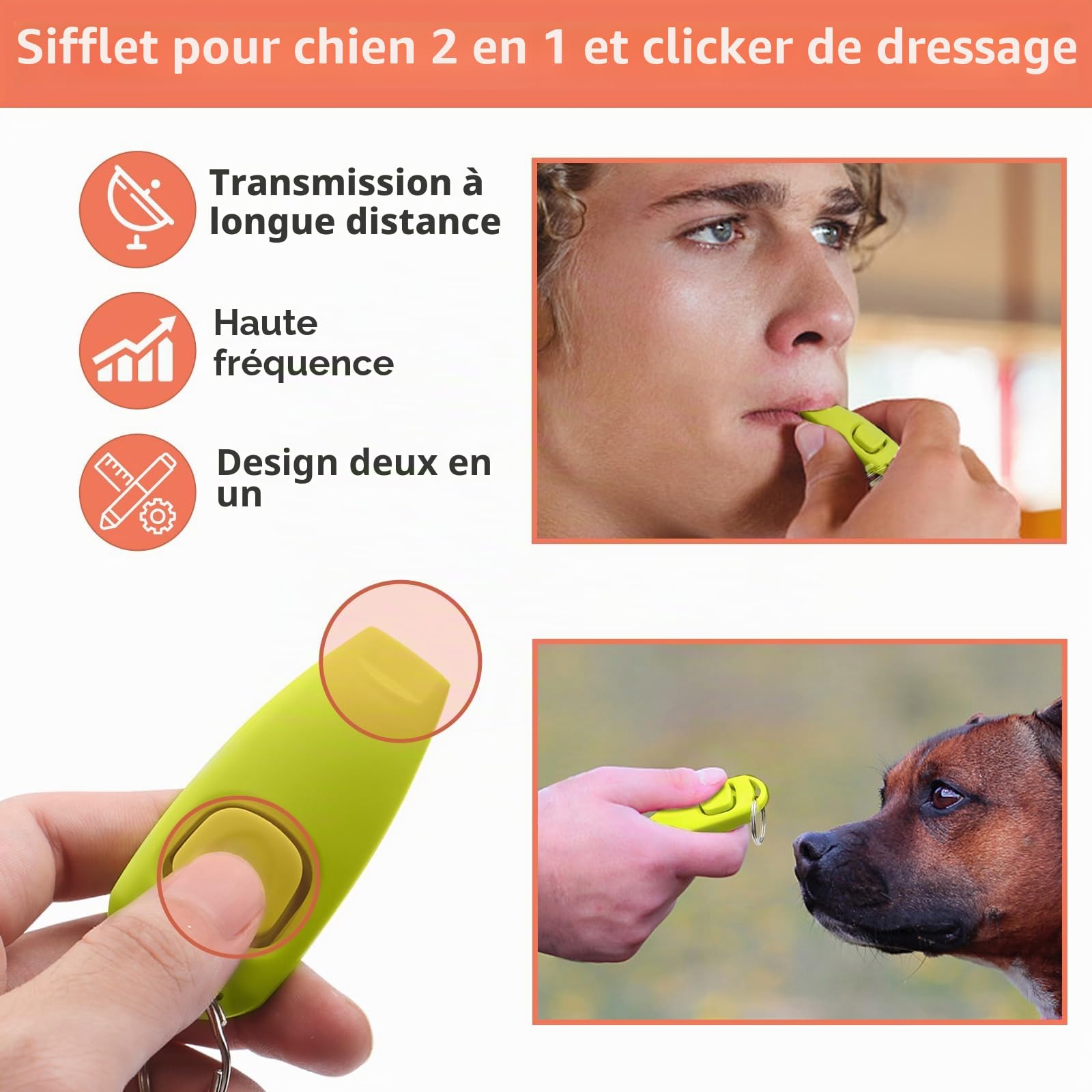 Kit de dressage pour chien – Pochette à friandises pour chien, sac banane de dressage pour animaux de compagnie, clic-clic, sifflet à ultrasons silencieux pour chien, sac à déjections canines (noir)