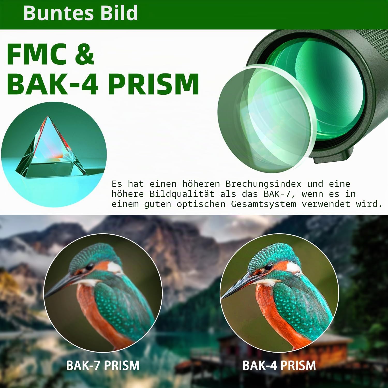 Pankoo 40×60 BAK4 Prisma Monockular für Erwachsene und Kinder, geringes Gewicht, kleine Tasche, leistungsstarkes Vogelbeobachtung, Reisen, Wandern, Wildtiere, Jagd, Konzerte