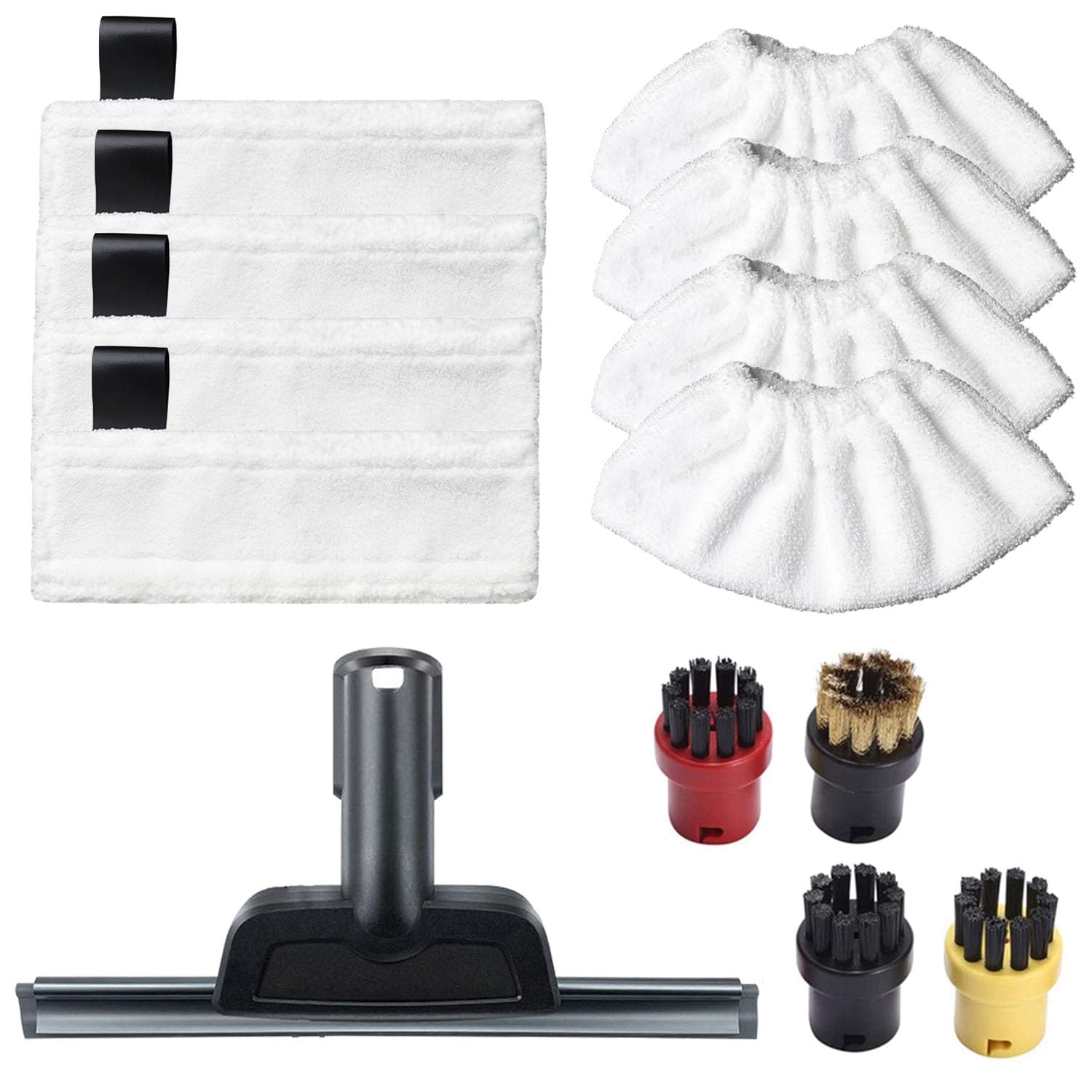 Mikrofaser-Reinigungspads, Zubehör-Set für Kärcher Easyfix SC2, SC3, SC4, SC5, Dampfreiniger, Ersatzteile, 1 Dampfreiniger-Düse, 4 Wischtücher, 4 Wischpads, 4 runde Bürsten
