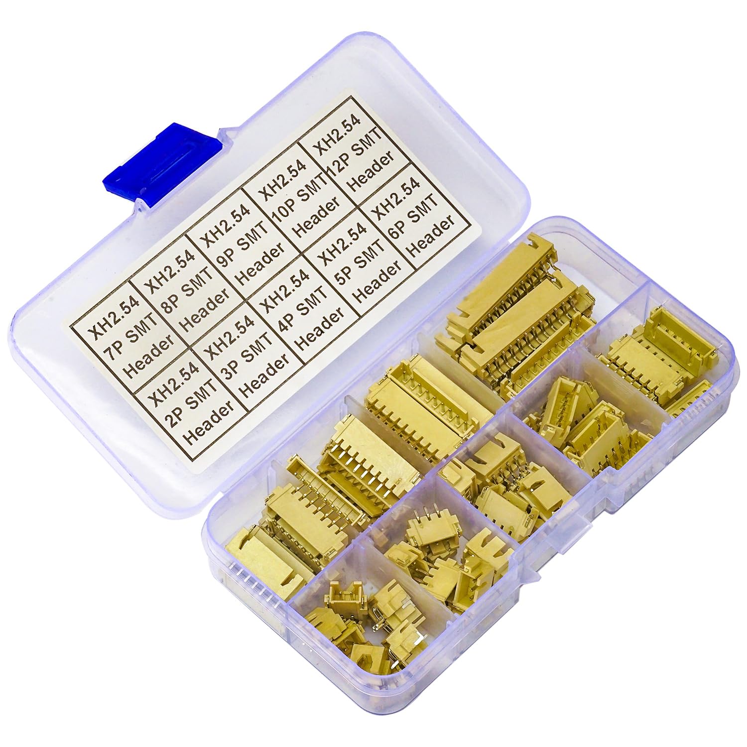 JST-Steckverbinder-Set, XH2,5 SMT-Header JST 2,54 mm Pitch IC-Buchsenstecker-Adapter, JST-Anschluss-Set, 69 Stück, JST-XH 2/3/4/5/6/7/8/9/10/12-poliger SMT-Header rechtwinkliger Header (XH2.5