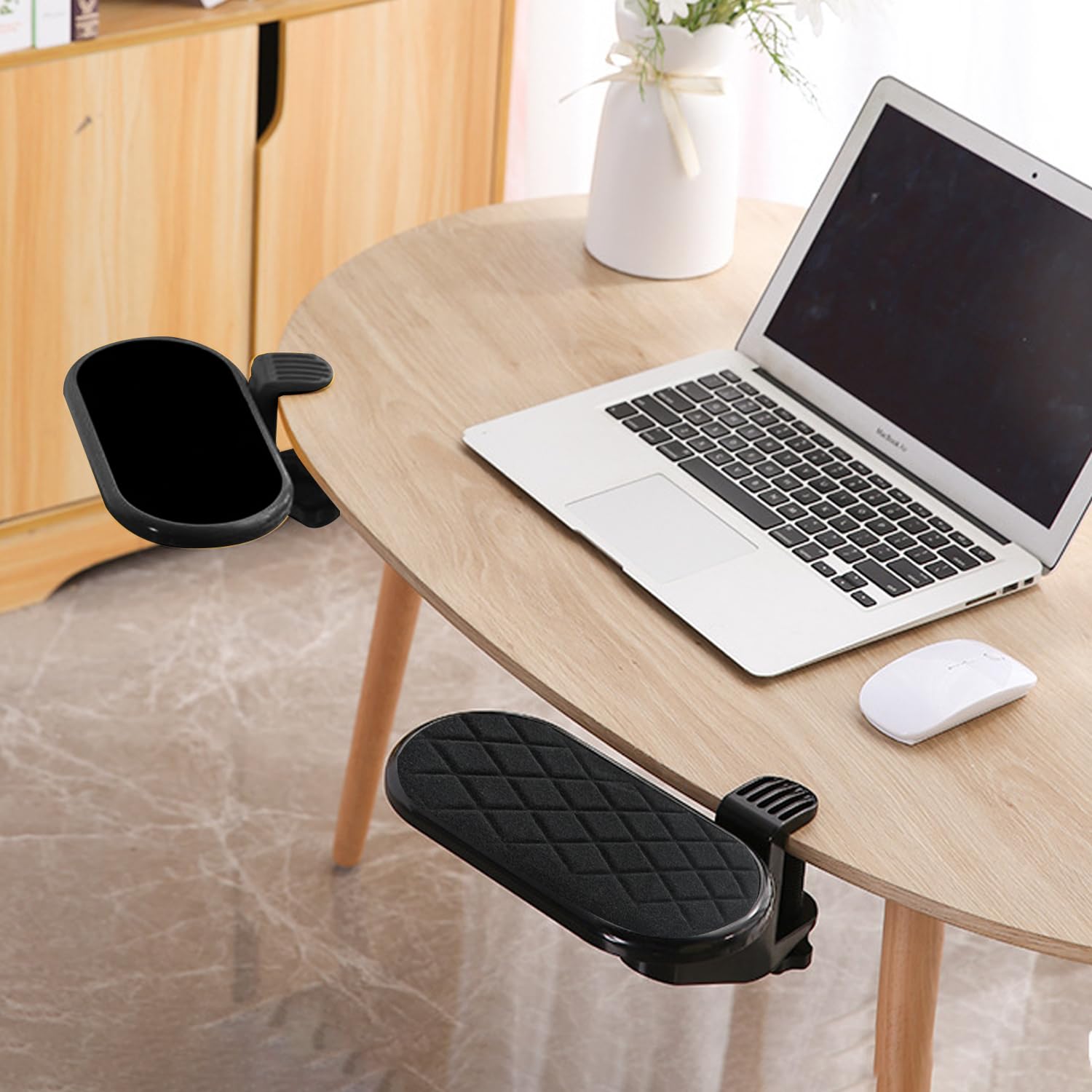 Repose Bras Accoudoir Bureau Réglable Support Ordinateur Ergonomique 180° Noir