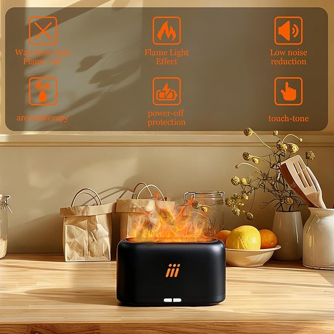 Difusor de Aromas con Efecto Llama UCW, 180ml, Negro miniatura 2