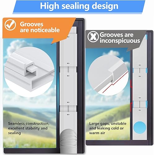 Vista 2 de Kit de ventilación portátil de ventana de CA, panel de sellado de ventana de PVC ajustable para ventanas correderas / puertas, kit de ventana