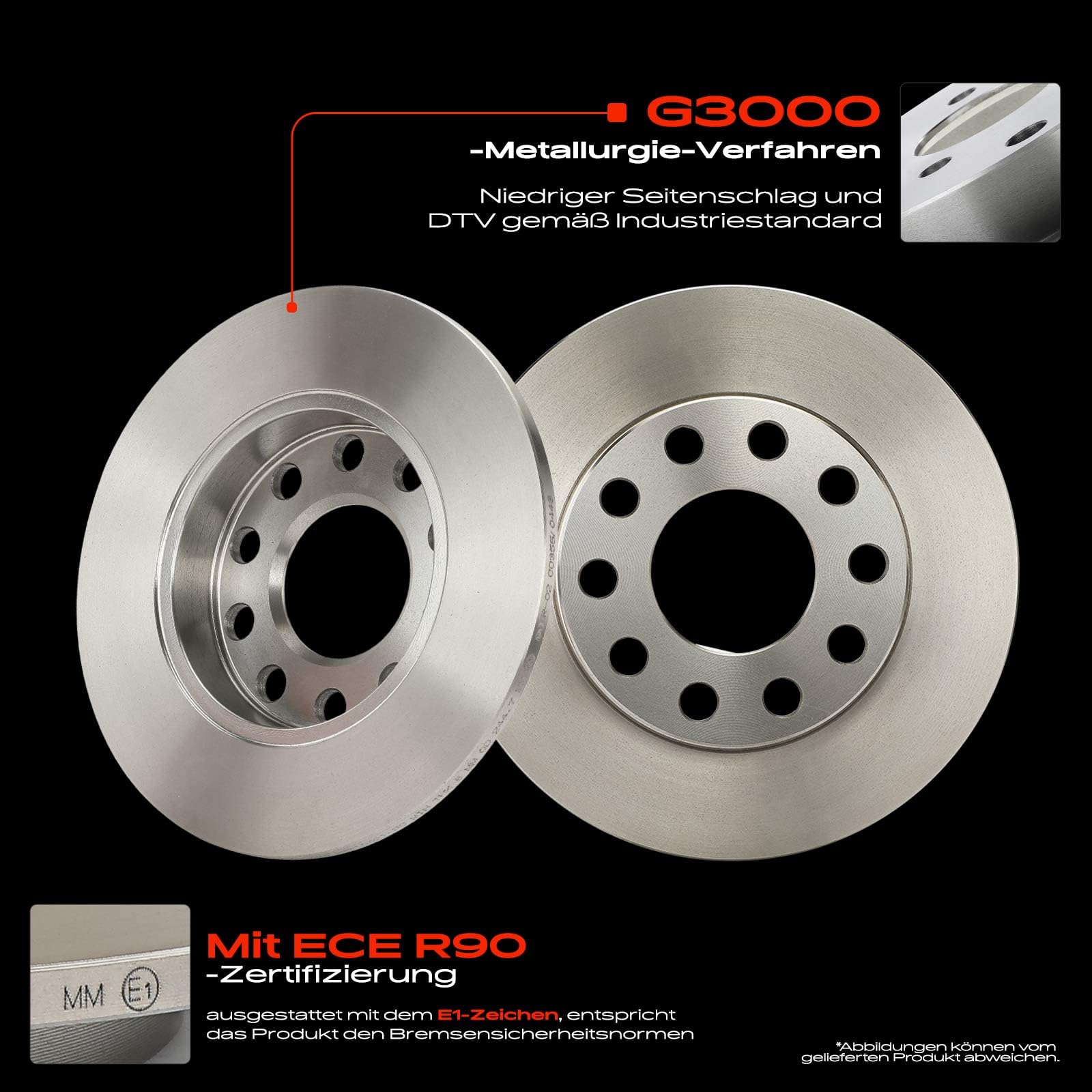 Frankberg Bremsensatz inkl. 2x Bremsscheiben + 4x Bremsbeläge Hinten Kompatibel mit A4 8E2 A4 Avant 8E5 Exeo ST 3R5 A4 Avant 8ED Replace# 1J0698451C, 1J0698451B