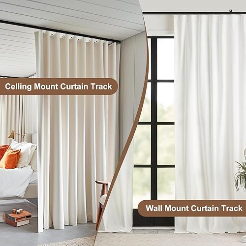 Miniatura 5 de Cortinas de montaje en el techo, divisor de habitación, separador de privacidad, barras de cortina, barras de rieles resistentes, juego de ganchos