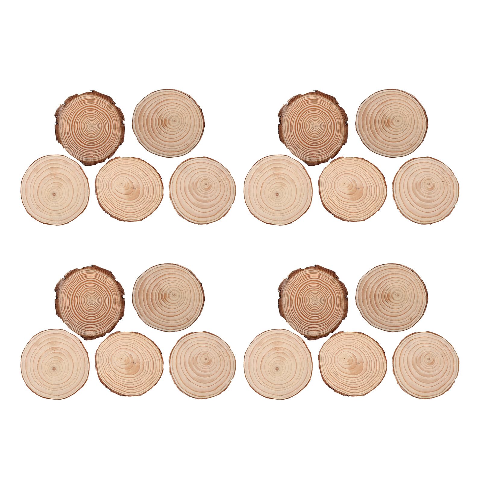 Rodajas de Madera Redondas para Manualidades, 20 Piezas, Pino Marrón