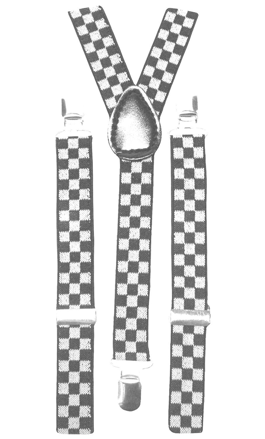DangerousFX Men's Checkered Braces black Black & White Checks One size