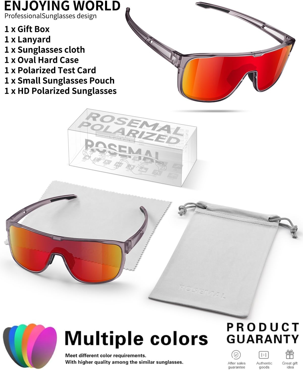 Rosemal Polarized Sports Sunglasses Cycling Sunglasses Running Biking Baseball for Men Women Youth UV400 - Image 6