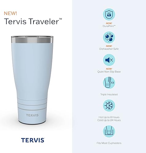 Miniatura 3 de Tervis Traveler - Vaso aislado de triple pared de ágata aguamarina mantiene las bebidas frías y calientes, 30 onzas, acero inoxidable