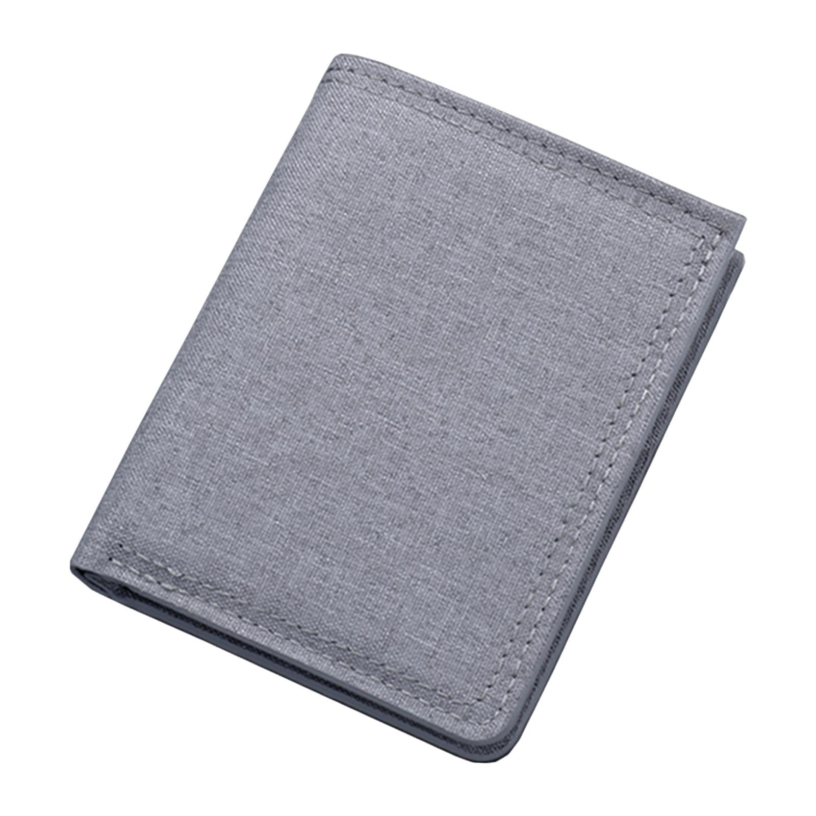 Men Canvas Wallet Short Money Bag Casual Style ID Card Bifold Gray White-image-20