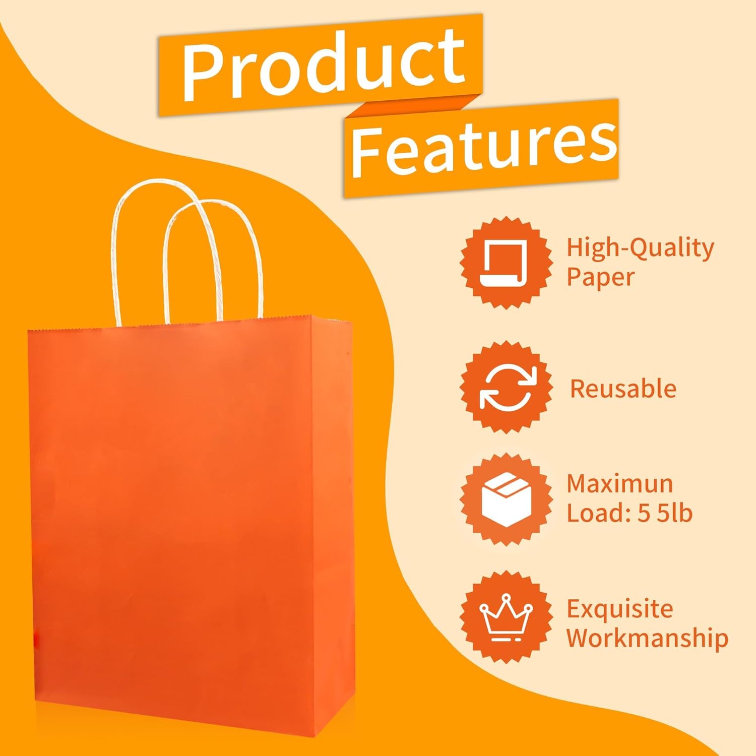 EIOFG Packaging 32Pcs Paper Gift Bags 8 Color with Colorful Tissues, 10.6"x8.26"x4.3" Kraft Paper Party Favor Bags Bulk Rainbow Goodie Bags Large Gift Bags with Handles for Kids Birthday Baby Shower Crafts Wedding Party Supplies (8 Colors) - Image 5