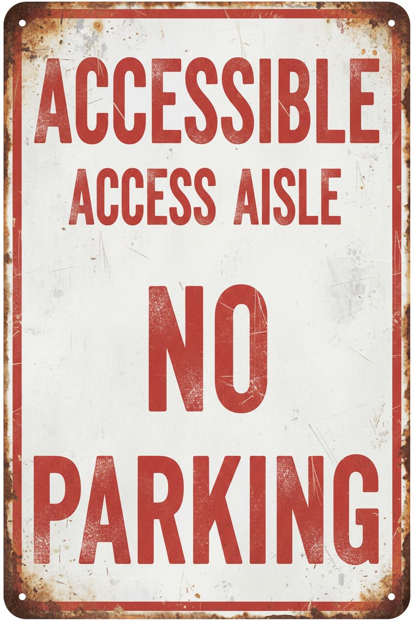 Wall Decor Handicap Access Aisle - No Parking Metal Sign 8 X 12 Inches Clear Signage For S, Fences Vintage Signs Aluminum Plates Printed