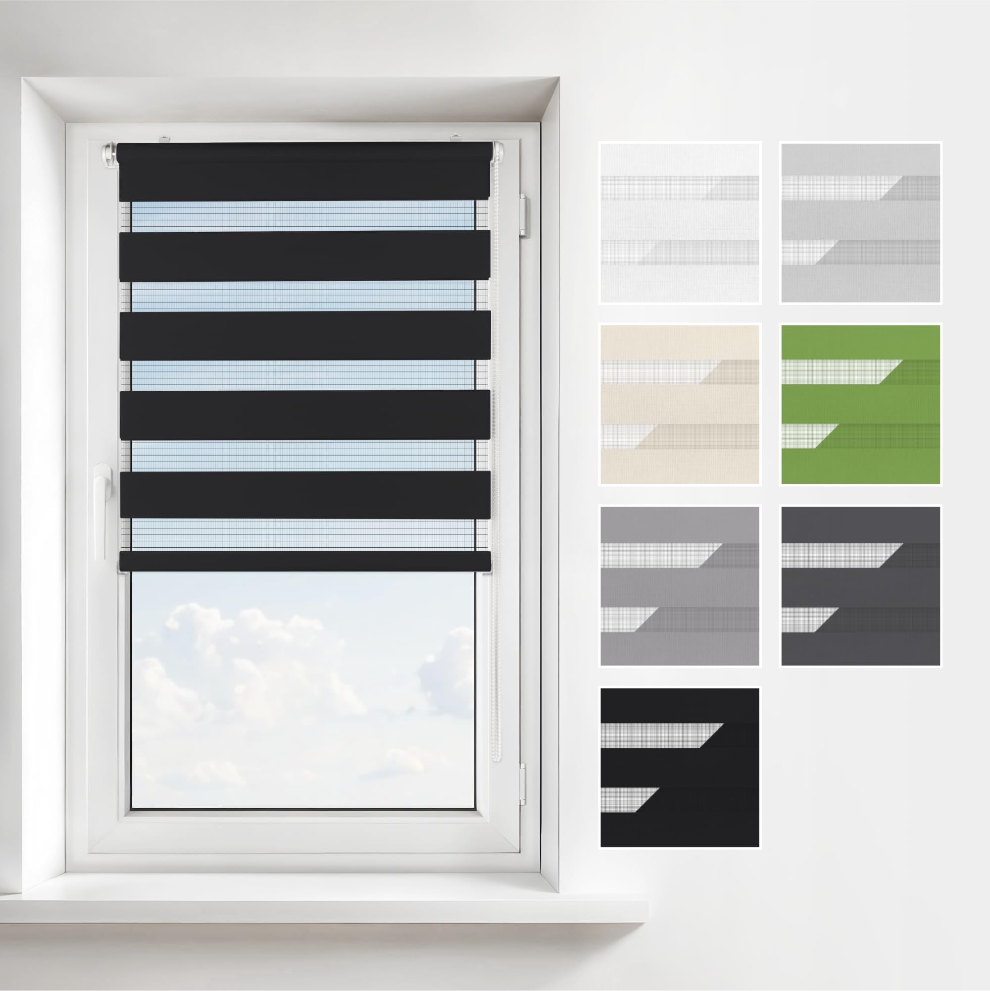 Estika Store Enrouleur Jour Nuit Klemmfix Noir Large 50cm Haute 120cm Fonction Enroulement Décoration Intérieure Fenêtre