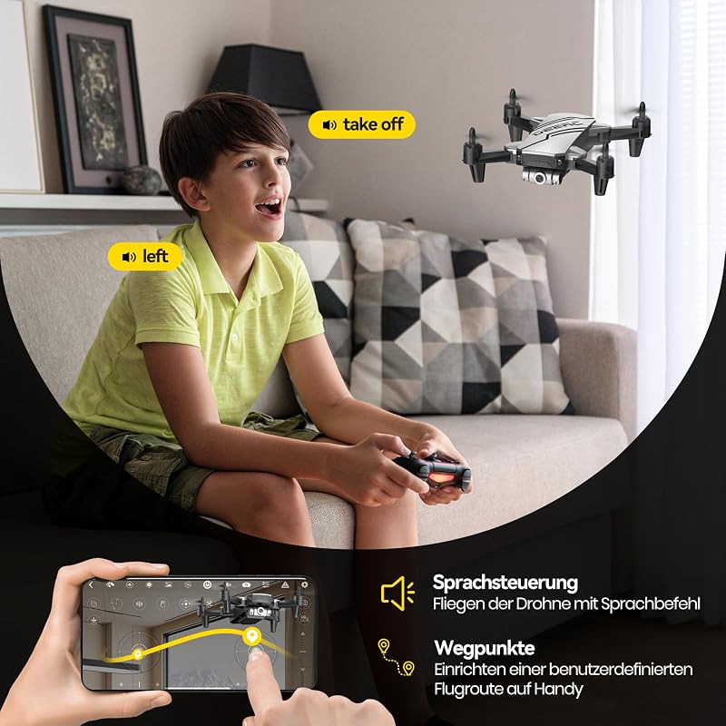 DEERC D20 Összecsukható Mini Drón HD 720P Kamerával, WiFi FPV Élő Közvetítéssel, 2 Akkumulátorral, Hosszú Repülési Idővel, Gesztus Vezérléss