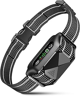 Dog Bark Collar - Bark Collar for Large Medium Small Dogs with Beep Vibration Shock, IP67 Waterproof Rechargeable Smart Anti Barking Training Collar with 5 Adjustable Sensitivity